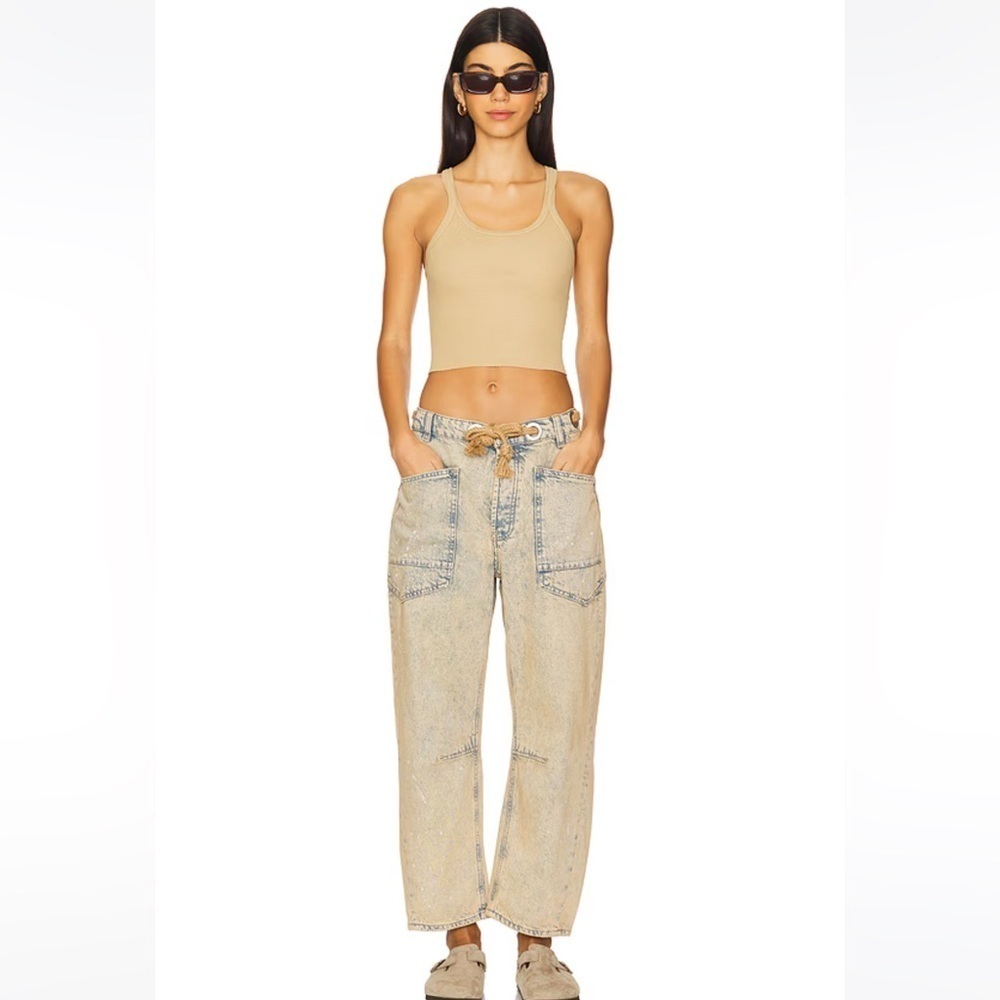 SALE Free People Moxie Low Slung Pull On Barrel Wide Leg Jeans Size 29 NWT